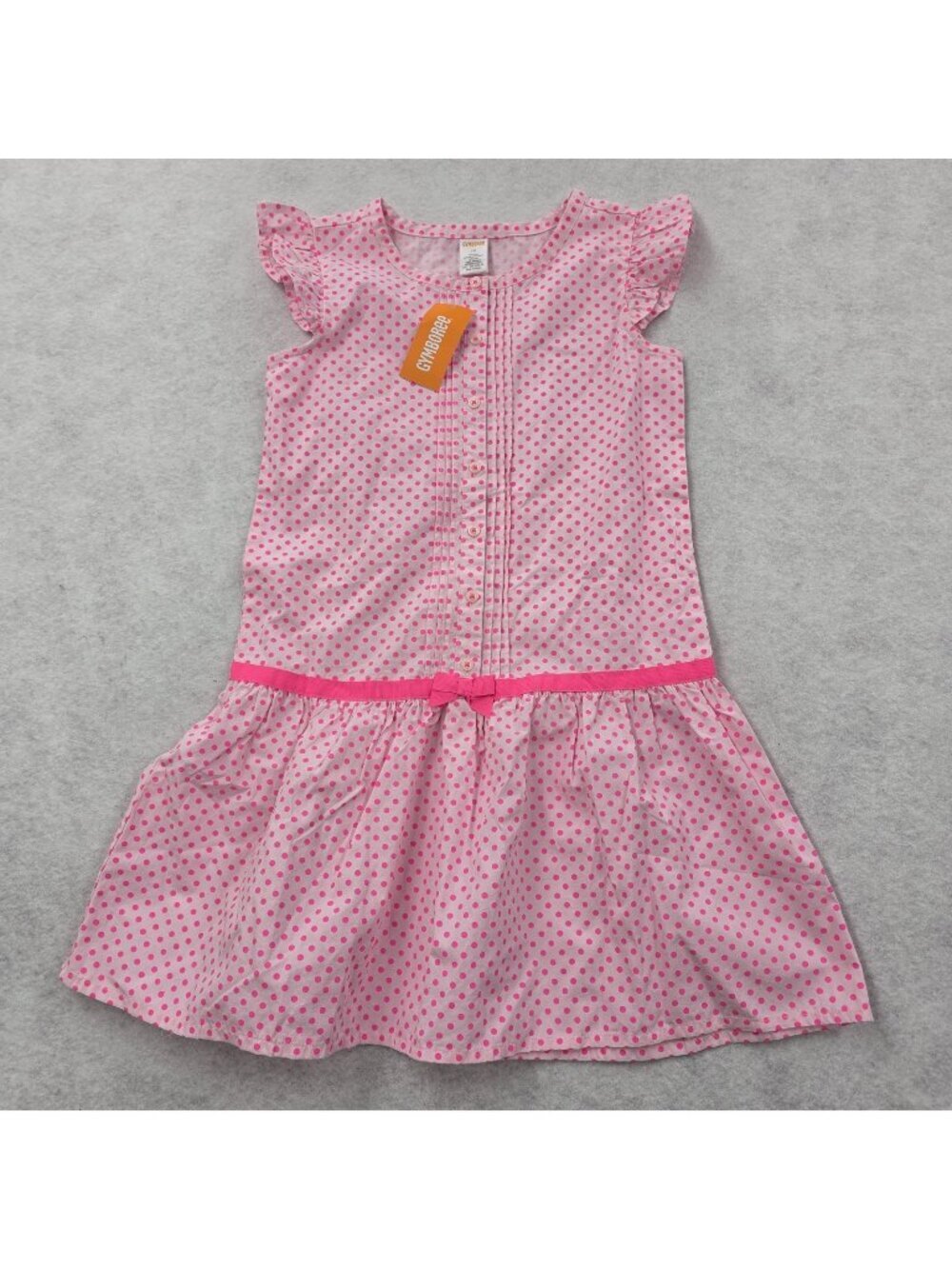 NWT Gymboree Picture Day Dress Size 10 Drop Waist Hot Pink Polka Dot Pin Tuck